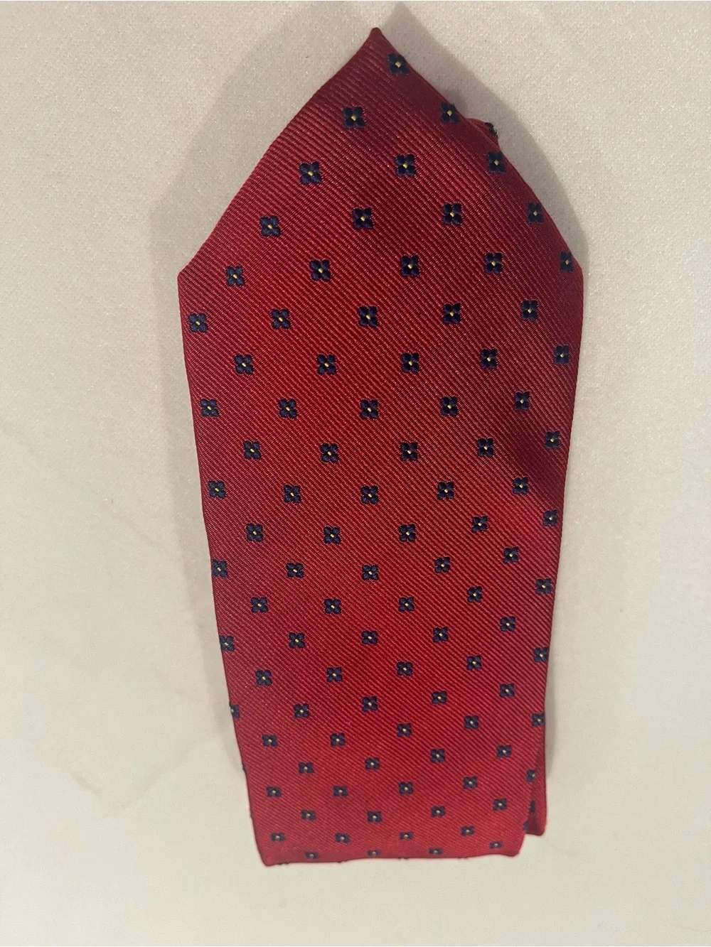 Classic Men's Red Tie with Navy Dot Accent